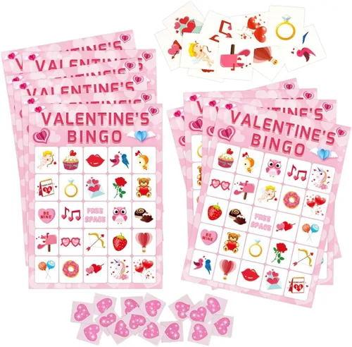 Miniatura 3 de Fancy Land Juego de bingo del día de San Valentín para niños 24 jugadores Juego de fiesta de San Valentín