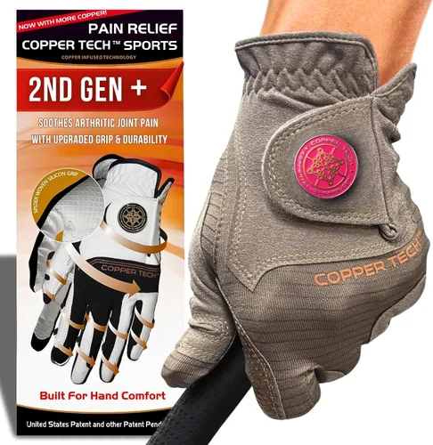 Miniatura 11 de Copper Tech Plus Ladies Golf Gloves Women (2nd Gen) Copper Compression Joint Support with Flexible & Comfortable Fit Tacky Silicone Pad