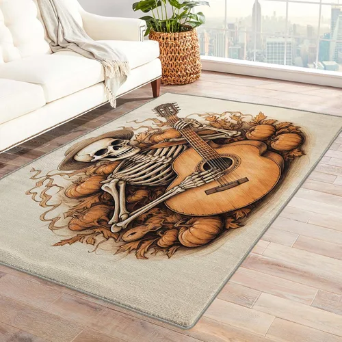Miniatura 8 de Alfombra de Día de los Muertos de 2 x 3 pies, alfombra mexicana para entrada, alfombra de día de los muertos, decoración de habitación de niños