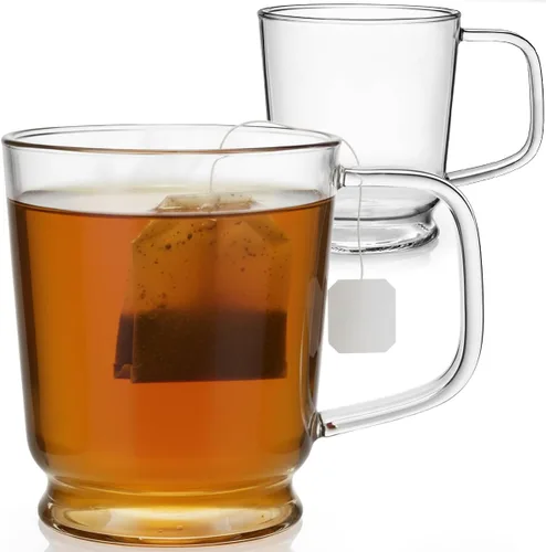 Aquach Taza de vidrio transparente de 16 onzas – Taza de café de vidrio borosilicato, taza de té grande para bebidas calientes y frías, tazas de