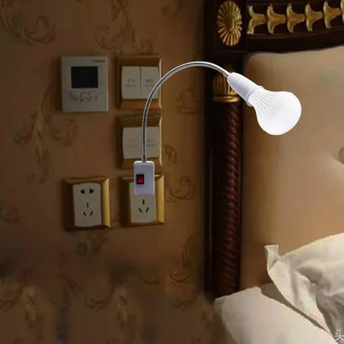 Miniatura 6 de SinLoon Adaptador de enchufe E27/E26 con interruptor de encendido/apagado, bombilla de lámpara de luz de 360 grados, cable de aluminio flexible