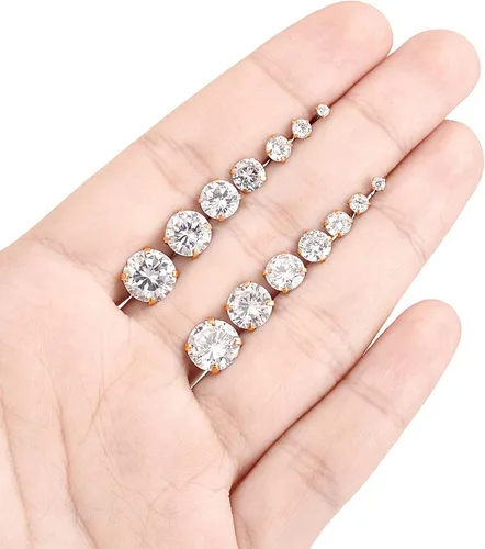 Miniatura 6 de Tornito Juego de 7 pares de aretes de acero inoxidable de 0.71oz, redondos, circonita cúbica, para hombres y mujeres, 0.079in, tono oro rosa