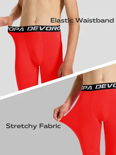 Miniatura 6 de DEVOROPA Leggings de compresión para niños y jóvenes, mallas deportivas con forro polar térmico