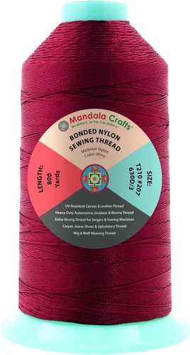 Miniatura 302 de Mandala Crafts - Hilo de nailon para coser cuero, tapicería, mezclilla y para trenzar el pelo; resistente, 1500 yardas, tamaño 69 T70 Marrón