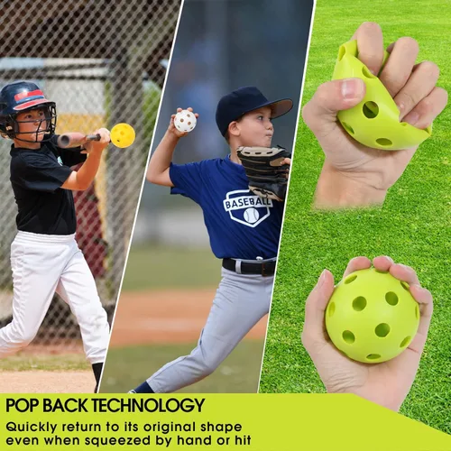 Miniatura 4 de Pelotas de béisbol de práctica de plástico de 9 pulgadas con bolsa de malla [antigrietas], pelotas de béisbol de entrenamiento suave, bateo