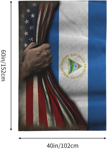 Miniatura 7 de Tapiz de mitad de bandera estadounidense y mitad de bandera de Nicaragua, 60 x 40 pulgadas, divertido tapiz estético, arte de pared para dormitorio