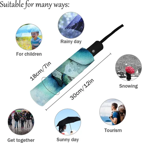 Miniatura 4 de DHDM Automatic Umbrella for Rain and Sun Male Women Beach Parasol Print Folding Umbrella
