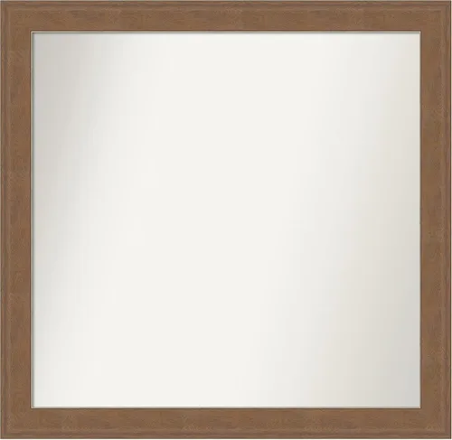 Miniatura 303 de Amanti Art Espejo de baño marrón para sobre el fregadero, 25 x 25 pulgadas, hecho a medida, espejo de tocador cuadrado marrón medio, marco de madera