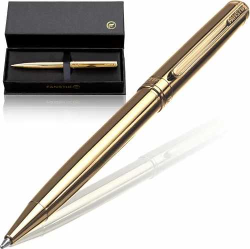 Miniatura 28 de FANSTIK Bolígrafo de lujo negro y dorado, juego de regalo elegante para mujeres, chapado en oro real de 24 quilates, juego de regalo profesional