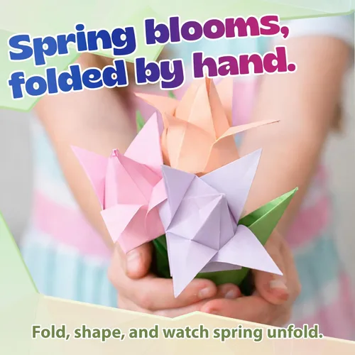 Miniatura 2 de Pinwheel Crafts Kit de origami de flores para niños de 8 a 12 años Kit de papel de origami de 150 piezas con papel plegable de color primavera