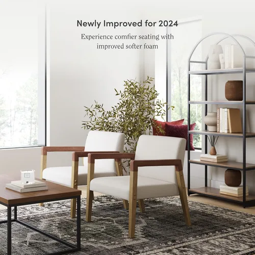 Miniatura 3 de Nathan James - Hudson - Silla decorativa para sala de estar, cómoda silla de lectura para dormitorio, sillón de madera estilo mediados de siglo