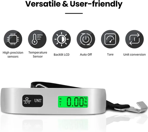 Miniatura 7 de BAGAIL Digital Luggage Scale, 110lbs Hanging Baggage Scale with Backlit LCD Display, Portable Suitcase Weighing Scale, Travel Luggage Weight Scale