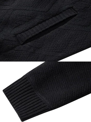 Miniatura 59 de VtuAOL Suéteres tipo cárdigan para hombre, con cremallera completa, cuello alto, cárdigan de punto casual con bolsillos