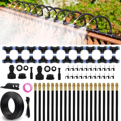 Miniatura 9 de Drip Irrigation System Kit 100 FT with 32 Nozzles, 360° Adjustable Bendable Garden Watering Misting System for Greenhouse, Yard, Lawn, Plant