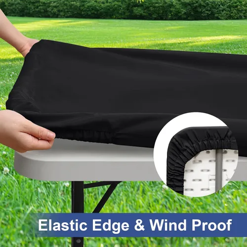 Miniatura 3 de homing Paquete de 4 manteles rectangulares de 4 pies, mantel ajustable de poliéster impermeable, lavable, para picnic, campamento, al aire libre