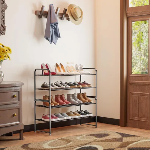 Miniatura 2 de SUFAUY - Estante para zapatos apilable de 2 niveles, zapatero para entrada, con gran capacidad, organizador de calzado para dormitorio, rejilla