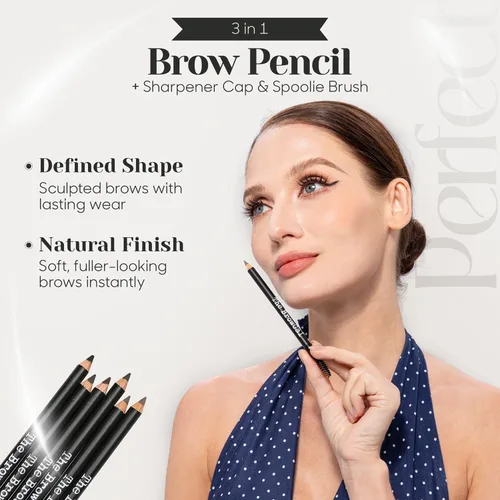 Miniatura 4 de The BrowGal - 3 en 1, lápiz de cejas delgado - 06 con tapa afiladora y cepillo de carrete - Dibuja pequeños pelos de cejas y rellenos en áreas Rubio