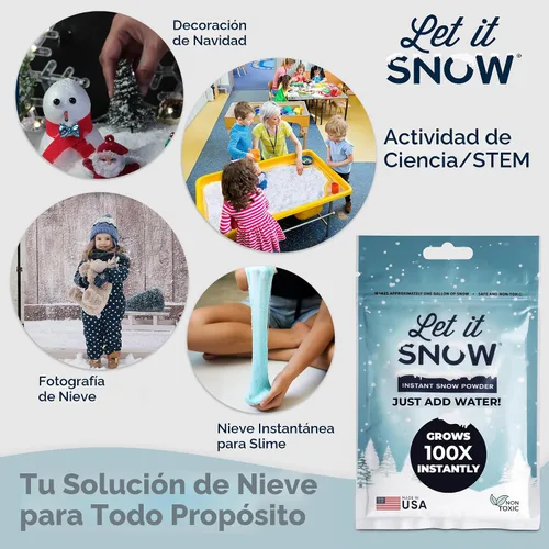 Miniatura 8 de Let it Snow Nieve Falsa Instantánea para Slime - Fabricada en los Estados Unidos, Suave, Segura y Fácil de Usar Polvo de Nieve Artificial - Nieve