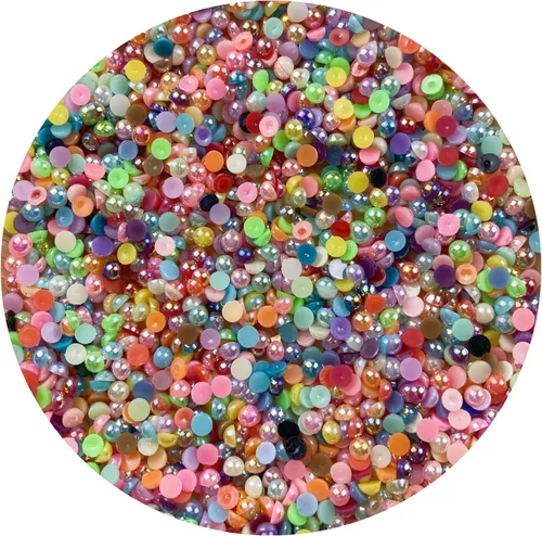 Miniatura 42 de 1000 piezas de cuentas de perla media de 5 mm cuentas de perla plana cuentas de perla redondas planas de plástico para manualidades, embellecimiento