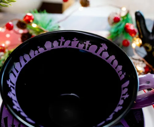 Miniatura 5 de Disney The Nightmare Before Christmas Spiral Hill - Taza de té y platillo de cerámica Juego de fiesta de té para café, expreso, moca