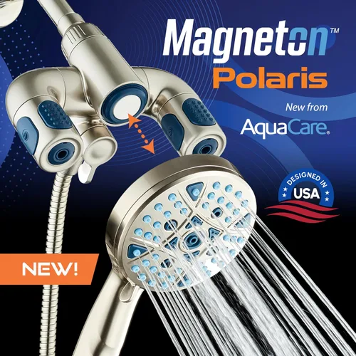 Miniatura 2 de AquaCare Polaris - Cabezal de ducha multizona de alta presión de 208 ajustes y sistema combinado de mano de 3 vías, mango de acoplamiento magnético