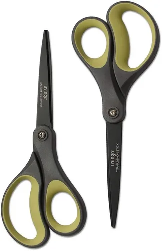 Miniatura 9 de LIVINGO Paquete de 2 tijeras antiadherentes de titanio de 8 pulgadas, agarre cómodo profesional de acero inoxidable, multiusos, tijeras rectas