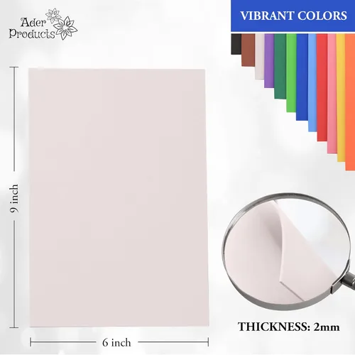 Miniatura 3 de Ader Products - Hojas de espuma EVA blanca, 0.079 in de grosor, 6 x 9 pulgadas, papel de espuma artesanal para artes y manualidades, 12 hojas Blanco