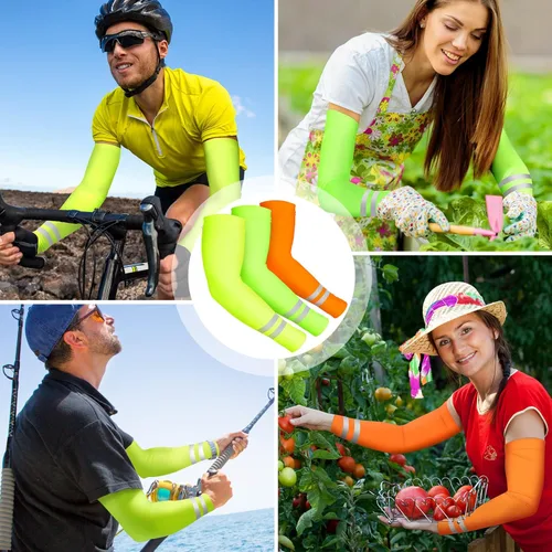 Miniatura 6 de SATINIOR 6 pares de mangas de compresión para brazos con protección solar UV, para mujeres y hombres, golf, deportes al aire libre Color vívido