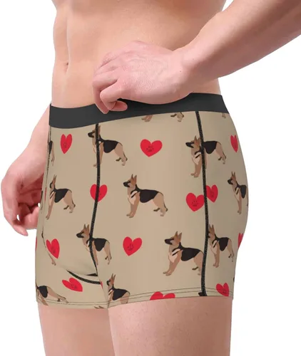 Miniatura 2 de Men's Underwear German Shepherd Dog with Hearts Soft breathable Boxer Briefs Stretch Trunks