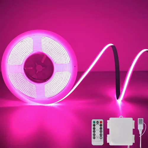 Miniatura 21 de OMIKA Tira de luces LED COB RGB de 6.6 pies, funciona con pilas, control remoto, regulable, cambio de color, tira de luces LED de batería, cortables
