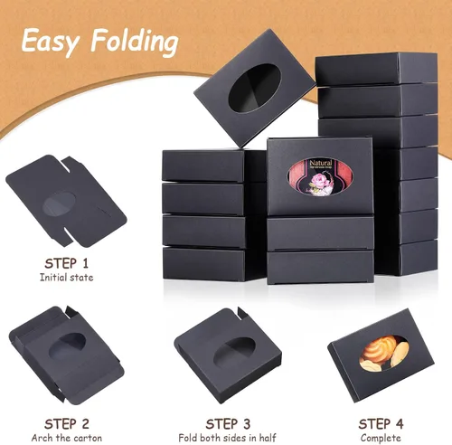 Miniatura 4 de Spakon 30 cajas de jabón para jabones caseros de 3.8 x 2.8 x 1.2 pulgadas, cajas de jabón rectangulares con ventana, pequeña caja de regalo