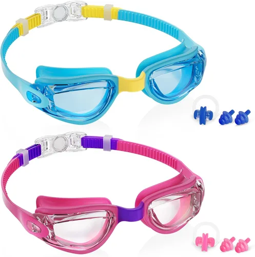 Miniatura 19 de Aegend - Gafas de natación de 2 unidades, gafas de natación para niños, niños y niñas de 3 a 14 años Azul y verde claro