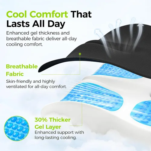 Miniatura 4 de AUVON Cojín de asiento de gel para sillas de oficina, cojines ergonómicos de espuma viscoelástica para apoyo de larga duración y ciática, espalda