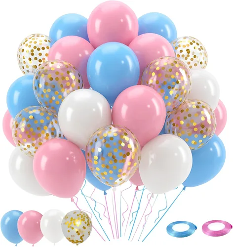 Miniatura 18 de Patimate Juego de globos de confeti negro y dorado, kit de 50 piezas de globos de látex de confeti metálico dorado negro y blanco de 12 pulgadas