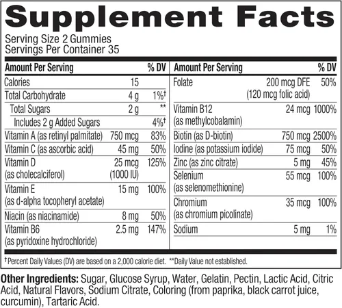 Miniatura 10 de OLLY - Gomita multivitamínica para adolescentes, apoyo para la piel saludable y el sistema inmunológico, 15 vitaminas esenciales, biotina, zinc
