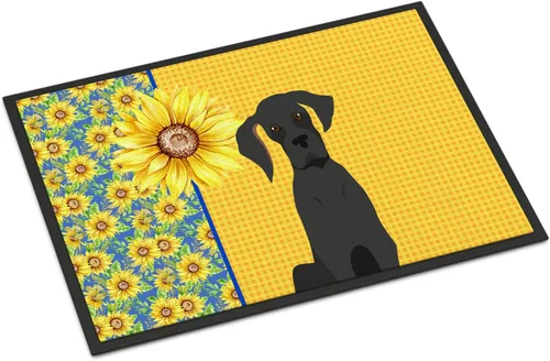 Miniatura 10 de Caroline's Treasures WDK5313MAT Airedale Terrier - Tapete para puerta delantera de 18 x 27 pulgadas, diseño de girasoles de verano, para entrada