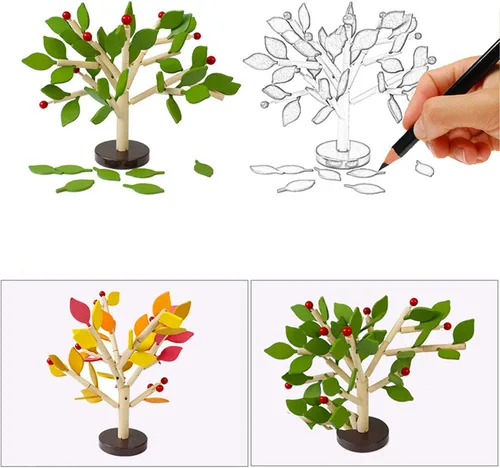 Miniatura 5 de Bloques de construcción de la primera infancia de madera para ensamblar árboles, combinación de árboles para niños y niñas, rompecabezas