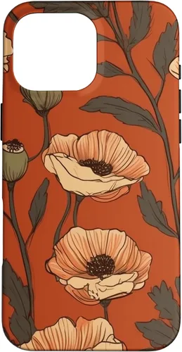 Miniatura 19 de iPhone 16 Floral Pattern Poppies Terracotta Poppy Flower Case
