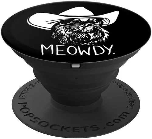 Miniatura 4 de Meowdy Texas Cat Meme PopSockets - Agarre y soporte para teléfonos y tabletas, Negro