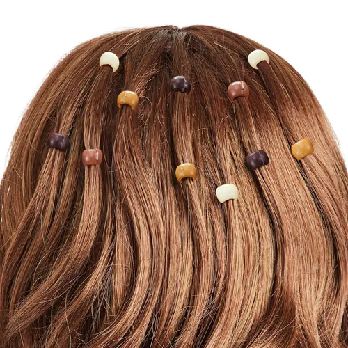 Miniatura 4 de WILLBOND 300 mini pinzas para el cabello para trenzas para niñas, mini cuentas de pelo arcoíris, pequeños clips de plástico para mujeres (color café)