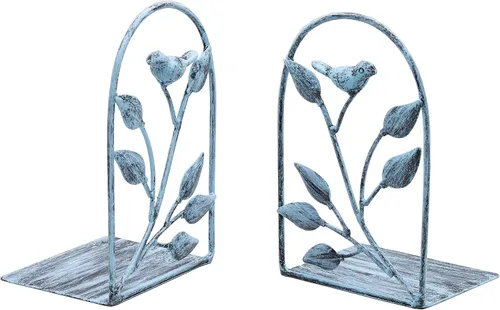 Miniatura 5 de OwlGift Sujetalibros rústicos de hierro fundido con diseño de pájaro para estantes, sujetalibros antideslizante, tapón de metal resistente