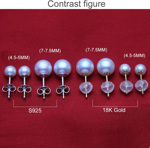 Miniatura 3 de HXZZ - Pendientes de perlas cultivadas en agua de mar de oro o plata de ley para mujer
