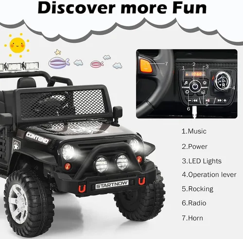 Miniatura 3 de Costzon - Camioneta de paseo para niños de 2 plazas, vehículo eléctrico con batería de 12 V con control remoto, 2 velocidades, suspensión