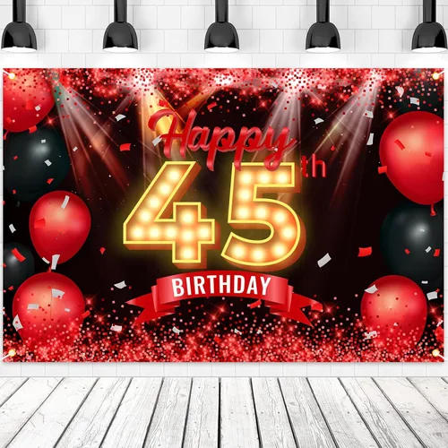 Miniatura 25 de Cartel de feliz cumpleaños 50 años, fondo rojo y negro, decoraciones de cumpleaños para mujeres y hombres de 50 años, artículos de fotografía
