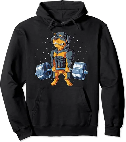 Rottweiler - Sudadera con capucha para hombre con levantamiento de pesas divertido peso muerto, Negro, S