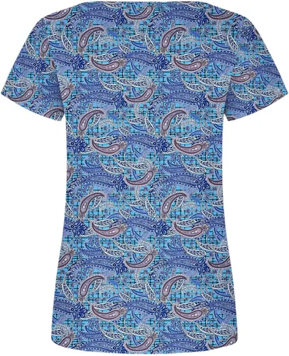 Miniatura 5 de Stessotudo Fashion Casual Tunic Tops for Women Crewneck Short Sleeve Long Blouse Floral Print Loose Fit Summer Flowy Shirts
