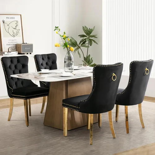 Miniatura 91 de Juego de 2 sillas de comedor tapizadas de tela de lino, sillas de cocina modernas de mediados de siglo con respaldo alto, ribete de cabeza de clavo
