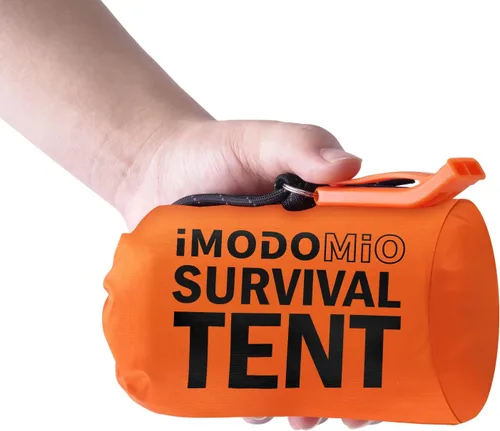 Emergency Survival Tent Life Shelter - 2 Person Mylar Emergency Shelter Tube Tent with Emergency Whistle & Paracord, All-Weather Essential Survival