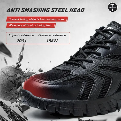 Miniatura 3 de Asiman Zapatos de punta de acero para hombres y mujeres, zapatos de trabajo indestructibles con puntera de acero, zapatos de seguridad ligeros