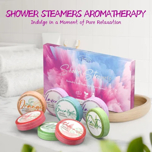 Miniatura 9 de Shower Steamers - Paquete de 8 bombas de ducha de aceites esenciales naturales para cuidado personal, spa en casa, alivio del estrés y relajación